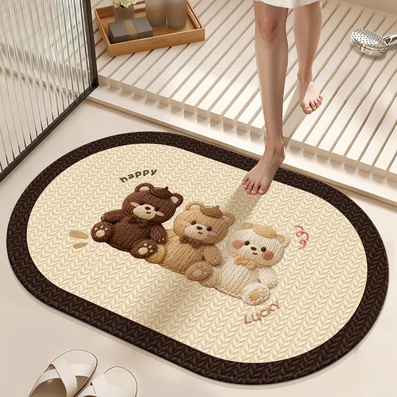 Absorbierende rutschfeste Badematte mit Wintermotiv