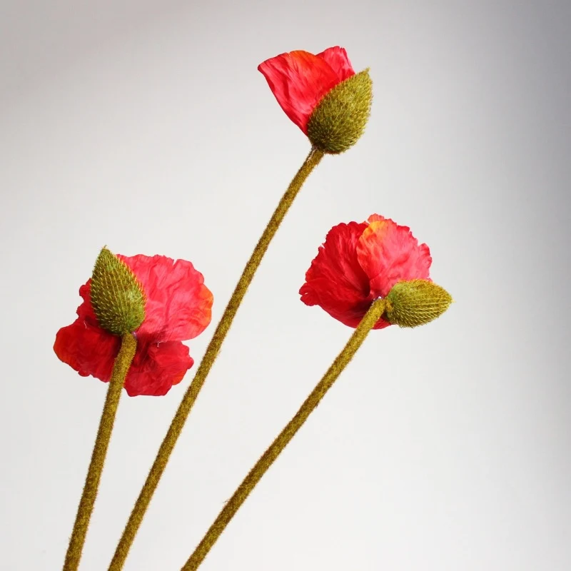 Realistische künstliche Mohnblumenstängel