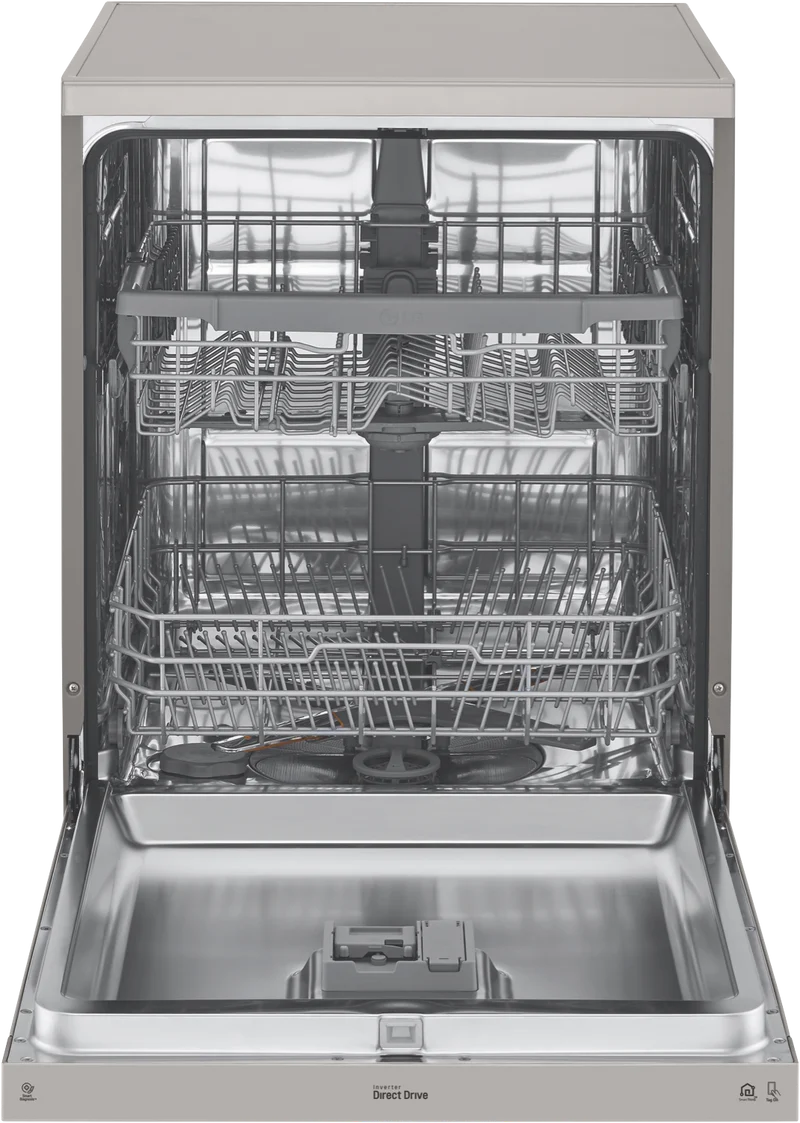 LG 60cm 14 Place QuadWash Freestanding Dishwasher, Platinum Steel