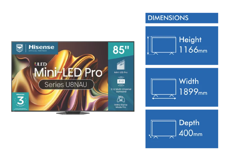 Hisense 85" U8NAU 4K Mini-LED QLED Smart TV 24