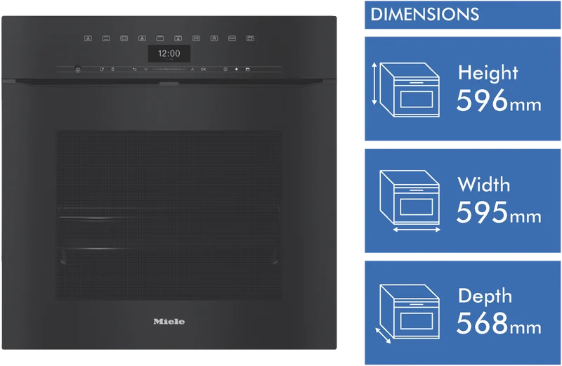 Miele 60cm Handleless Pyrolytic Oven with Rapid Cooling and Crisp Function Obsidian Black