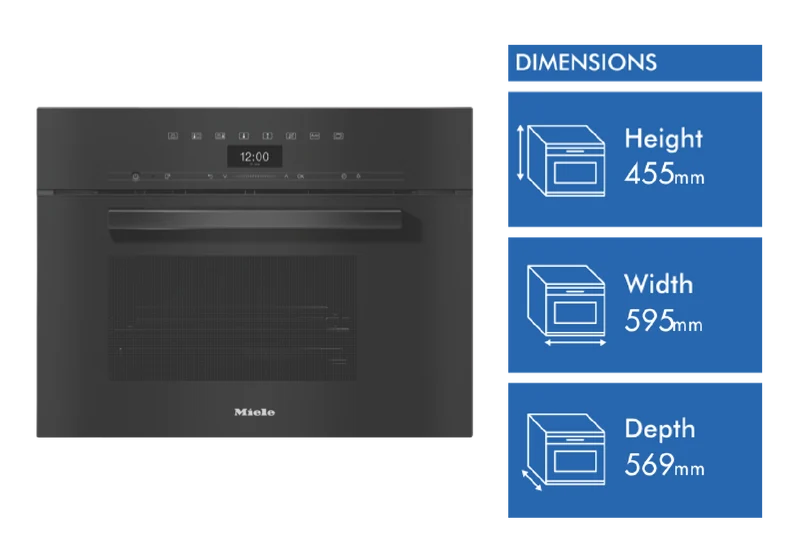 Miele 45cm Steam Oven with Sous Vide Function and Automatic Cooking Programmes Obsidian Black