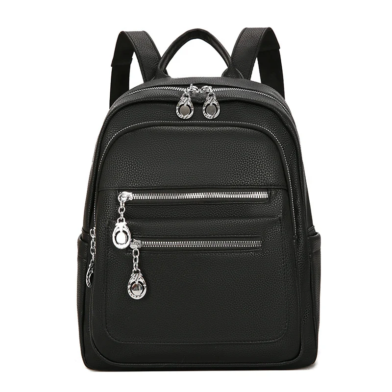 Stylischer Mehrfach-Taschen Leder-Rucksack Karnz
