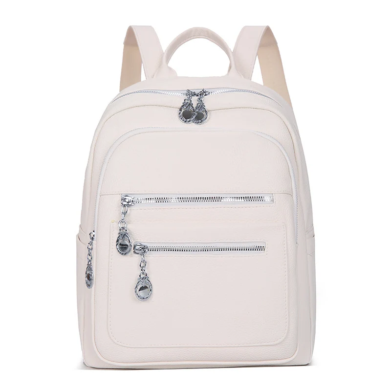 Stylischer Mehrfach-Taschen Leder-Rucksack Karnz