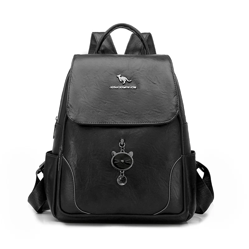 Süßer katzenmotivierter Leder-Rucksack Karnz