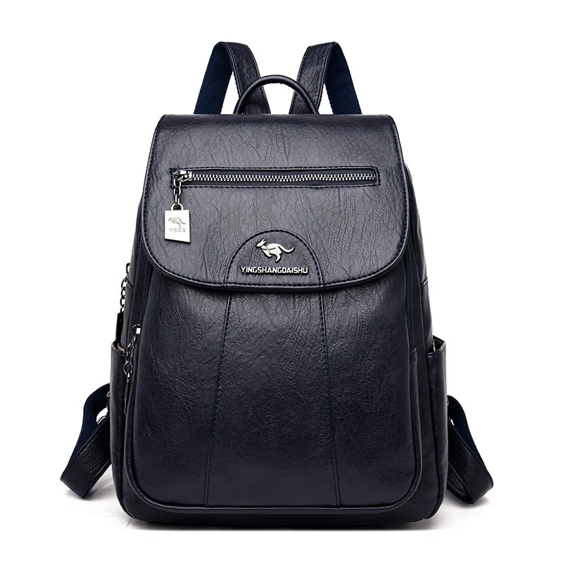 Stylischer Mehrfach-Taschen Leder-Rucksack Karnz