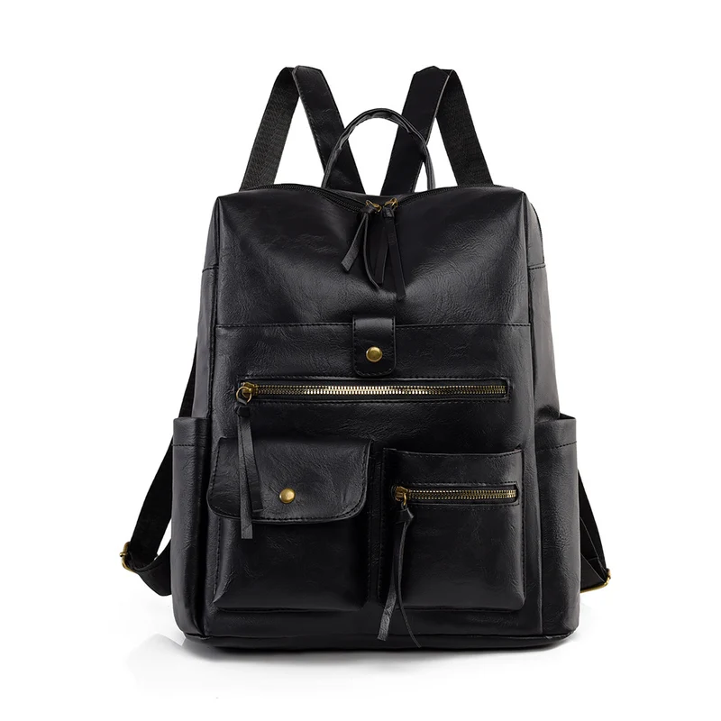 Stilvoller Multi-Taschen Kunstleder Rucksack Karnz