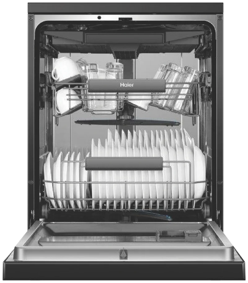 Haier 600 Series Freestanding Dishwasher, Steam, Black