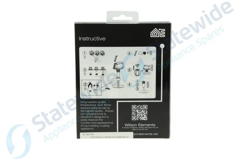 Universal Cooktop Knob Black 35mm Skirt (Pack 4)
