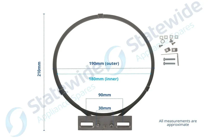 Universal EUROPEAN Oven F/F Element 180mm 2 Ring, 2200W-NON Genuine (FE-06)