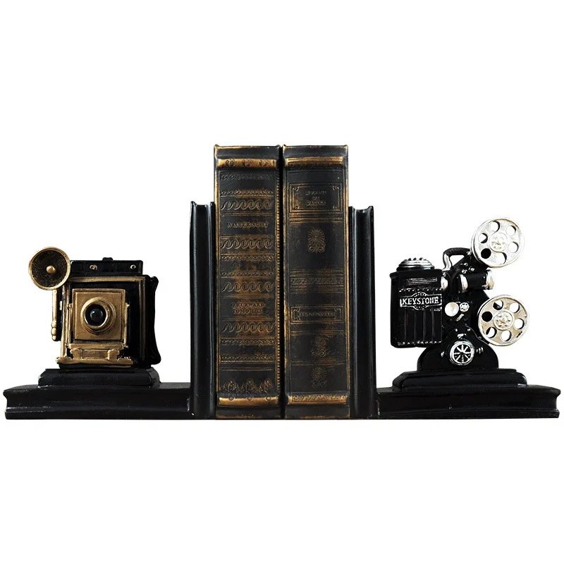 Vintage Kamera und Filmprojektor Buchstützen