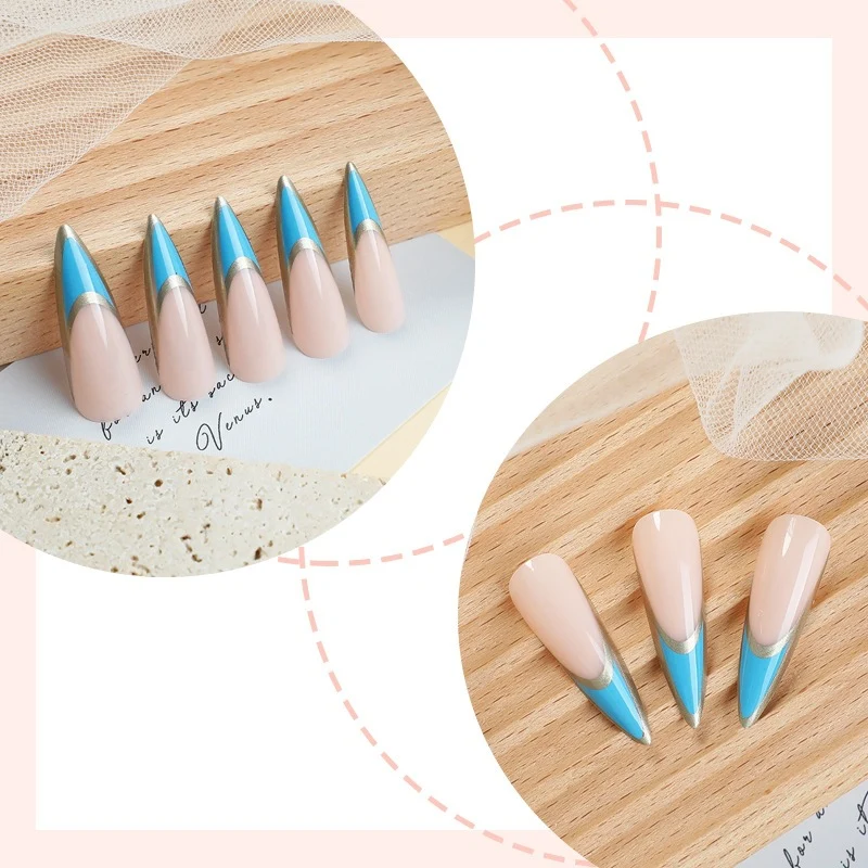 Kunstnagelset mit stilvollen, asymmetrischen Designs Karnz