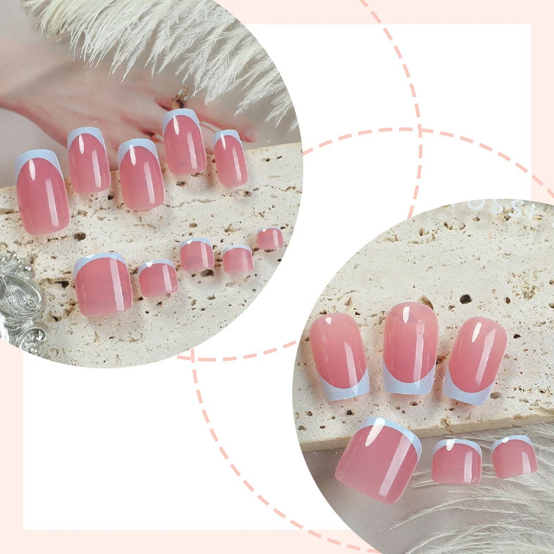 Kunstnagelset mit stilvollem französischen Design Karnz