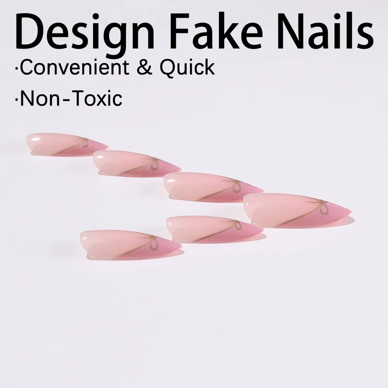 Kunstnagelset mit schimmernden Spitzen und eleganten Schleifen Karnz