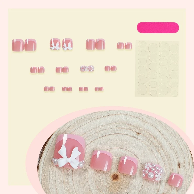 Kunstnagelset mit romantischen Schleifen-Design Karnz