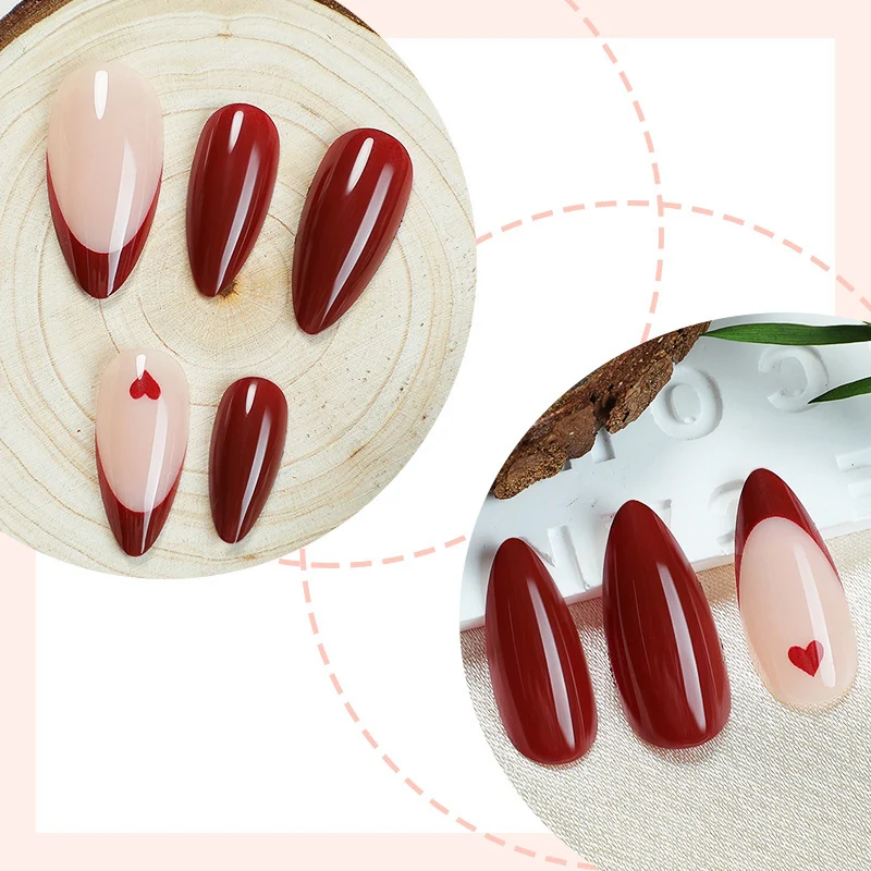 Kunstnagelset mit romantischen Herzmotiven Karnz