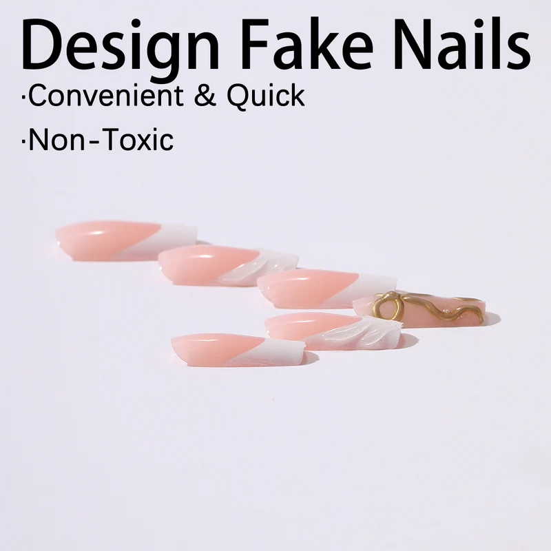 Kunstnagelset mit luxuriösen goldenen Akzenten und elegantem Design Karnz