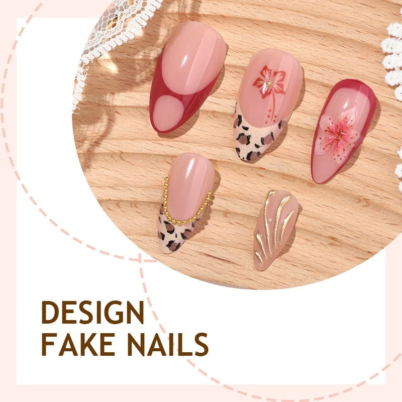 Kunstnagelset mit luxuriösen floralen 3D-Verzierungen Karnz