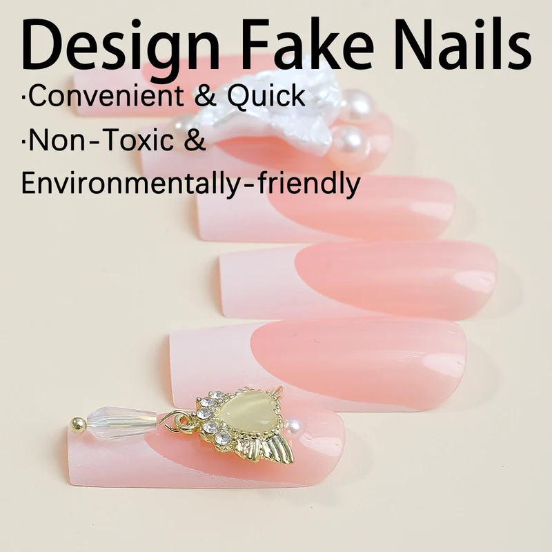 Kunstnagelset mit luxuriösen Blüten- und Perlverzierungen Karnz