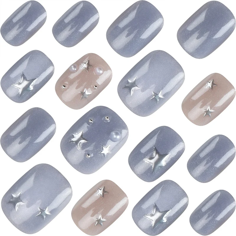 Künstlerisches Press-On Nagelset mit himmlischem Thema Karnz