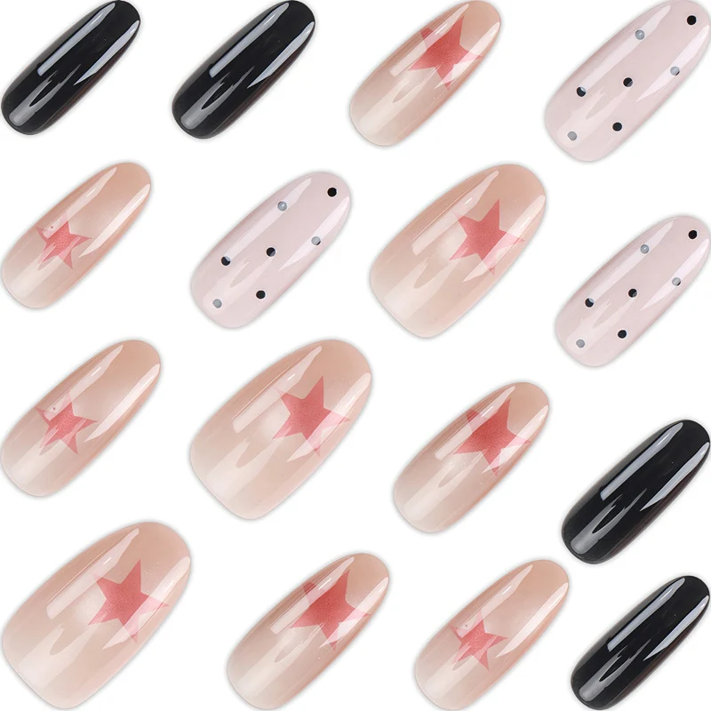Künstlerisches Press-On-Nagel-Set mit mutigen Stern Designs Karnz