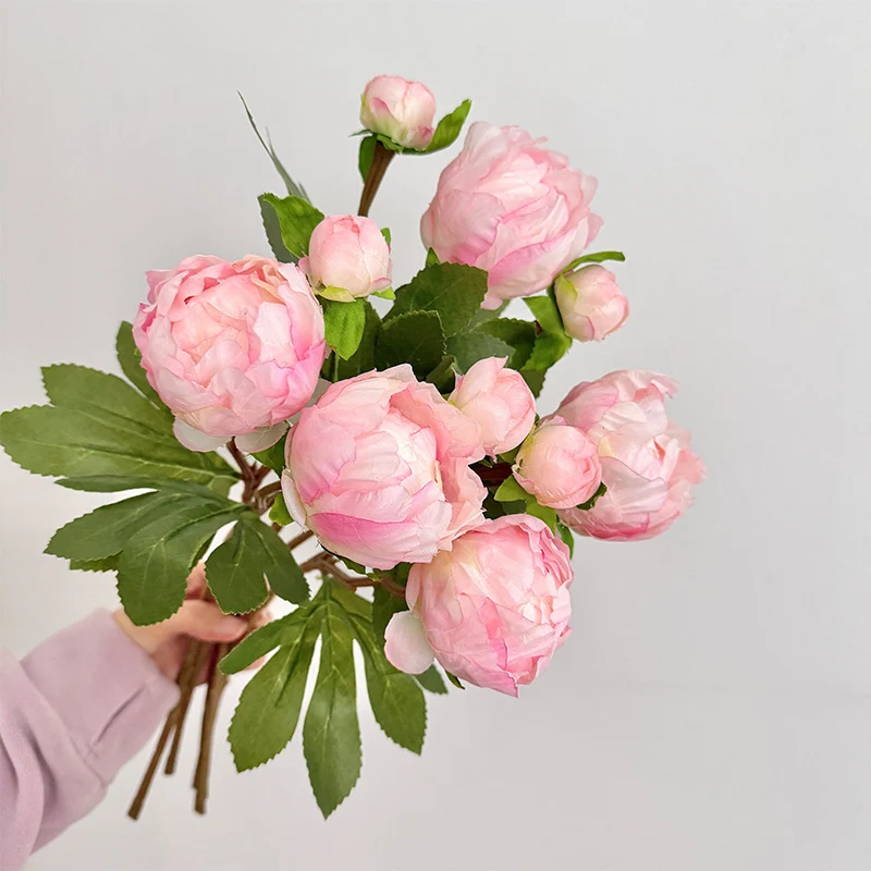 Künstlicher Pfingstrosenstrauß mit zarten Blüten und Blättern Karnz