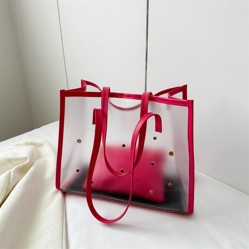Transparente Mode Tasche mit dekorativen Edelsteinen