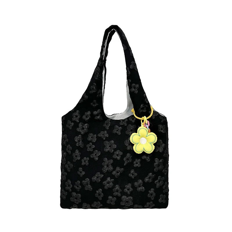 Strukturierte floral bestickte Tragetasche