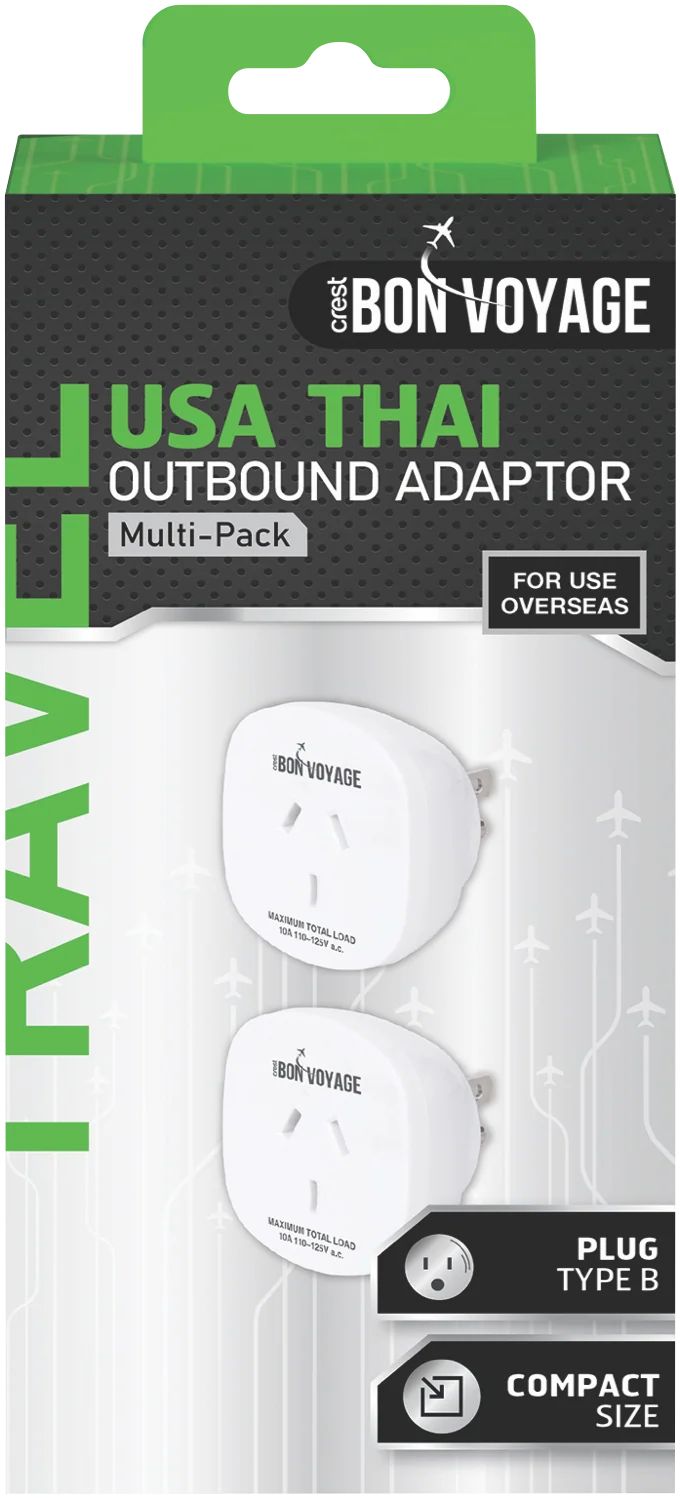 Bon Voyage Travel Adaptor Australia to USA (2 Pack)