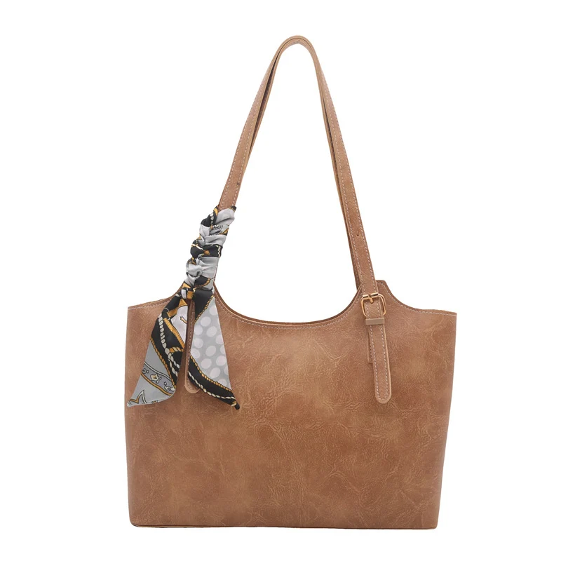 Elegante Faux-Leder Tote Handtasche mit Schal-Detail