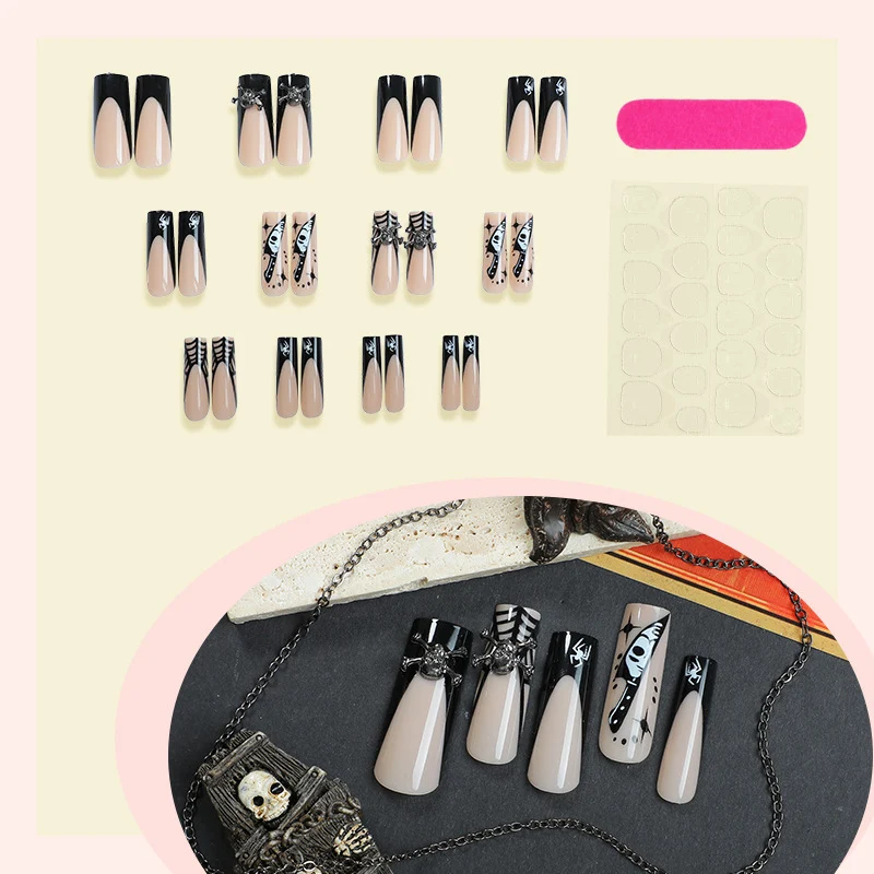 Kunstnagelset mit kreativen Spinnen- und Gruselelementen Karnz