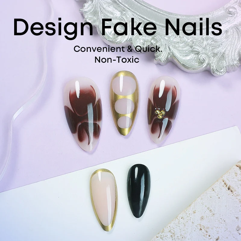 Kunstnagelset mit kreativen geometrischen Akzenten Karnz