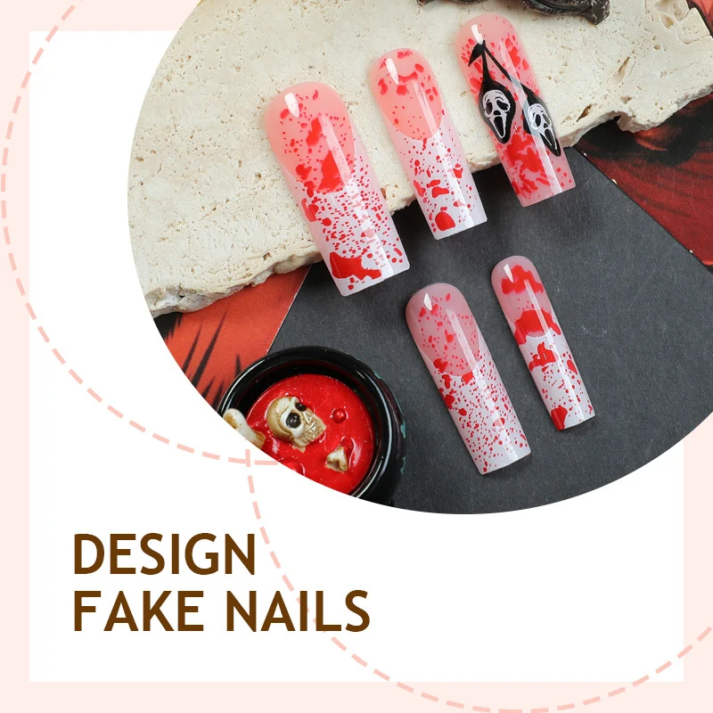 Kunstnagelset mit kreativen blutigen Spritz-Design Karnz