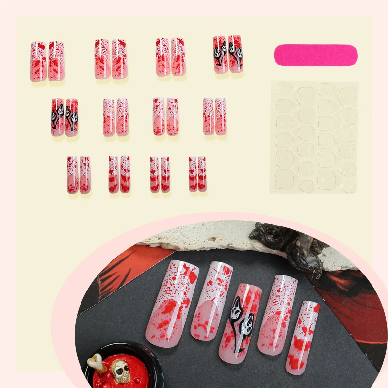 Kunstnagelset mit kreativen blutigen Spritz-Design Karnz
