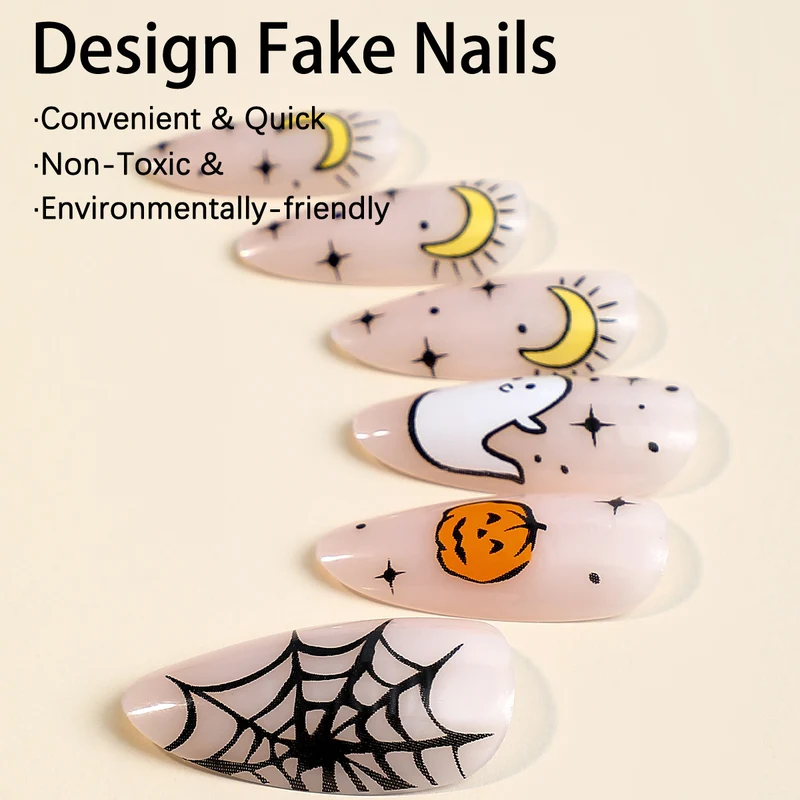 Kunstnagelset mit gruseligem Halloween-Design Karnz