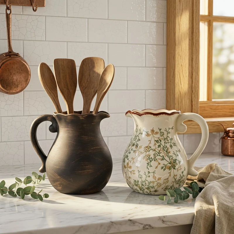 Eleganter Keramikkrug mit floralen Mustern Karnz