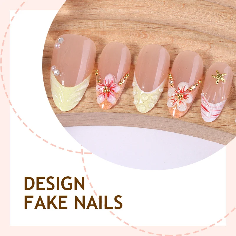 Kunstnagelset mit glamourösen Blüten- und Glitzerverzierungen Karnz