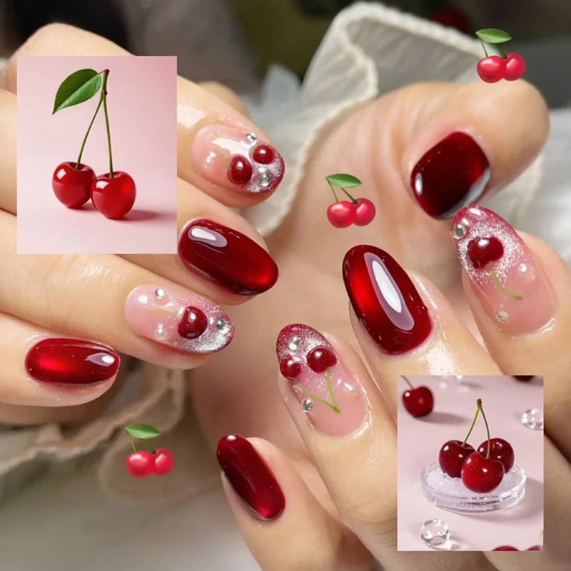 Kunstnagelset mit glamourösen Akzenten und kreativen Herz-Motiven Karnz