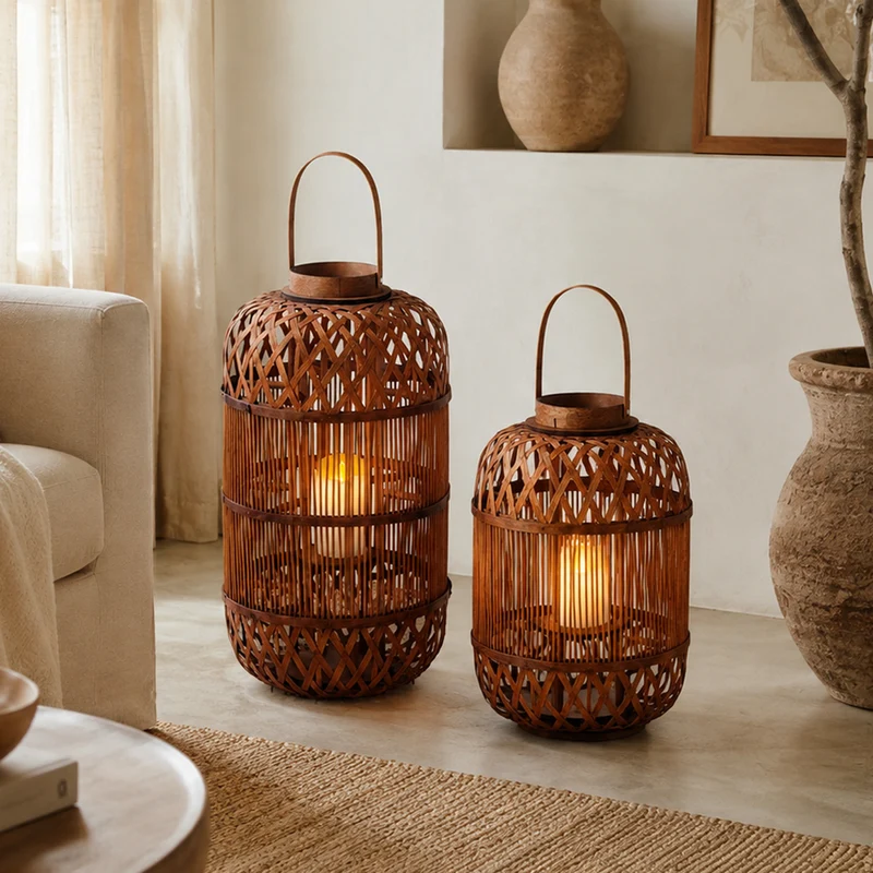 Stilvolle Handgefertigte Rattan-Laterne Karnz