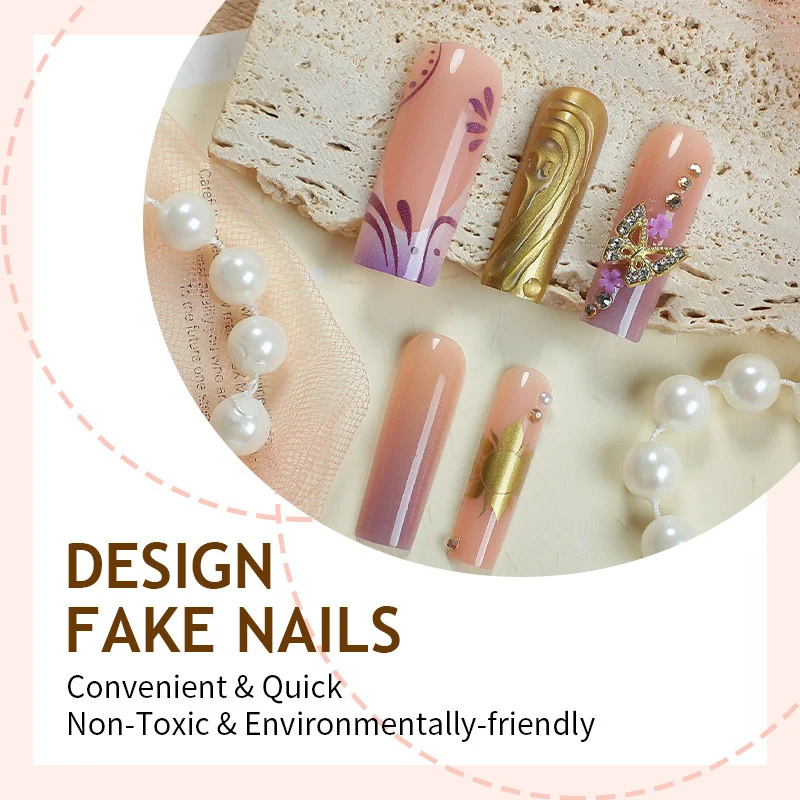 Kunstnagelset mit filigranen Blüten- und Glitzerakzenten Karnz