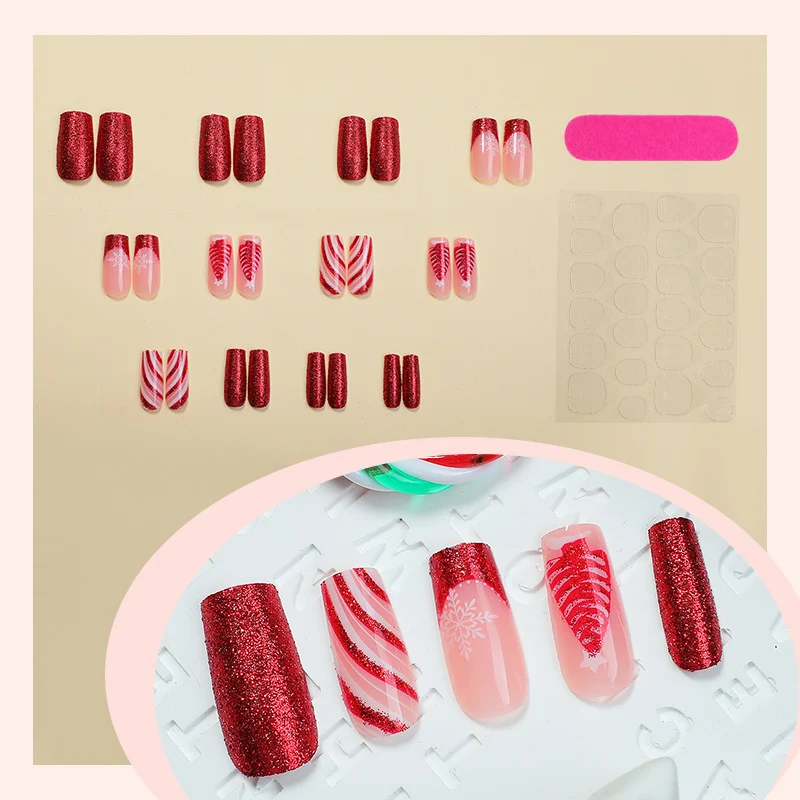 Kunstnagelset mit festlichen Glitzer- und Weihnachtsmotiven Karnz