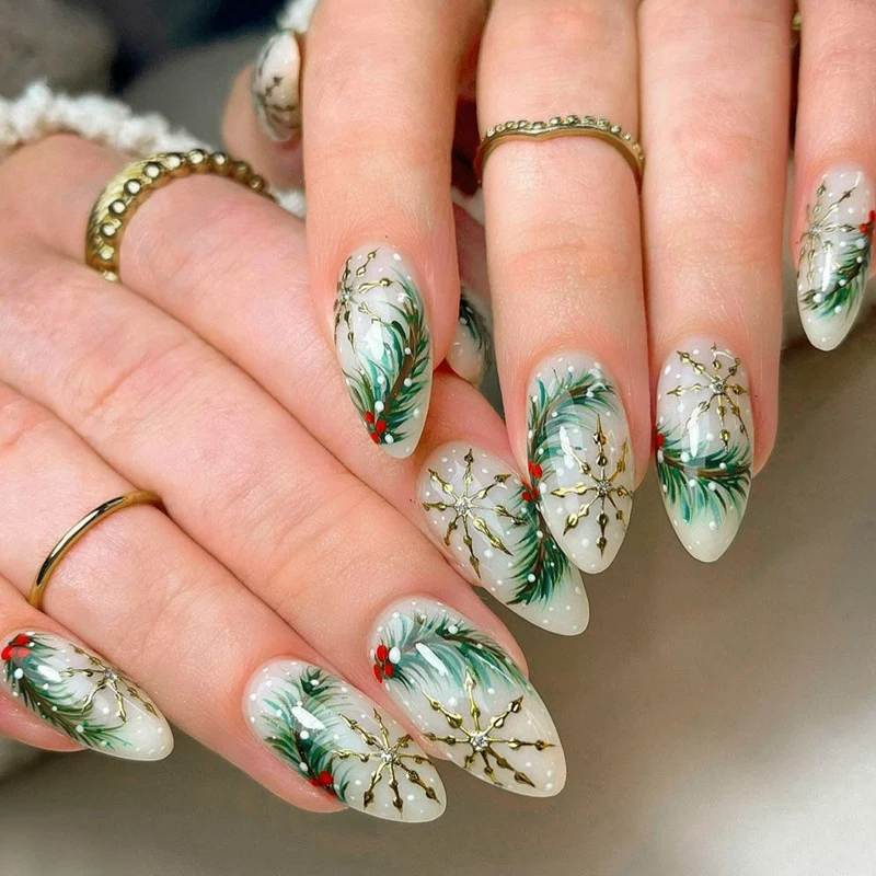 Kunstnagelset mit festlichem Winterdesign Karnz