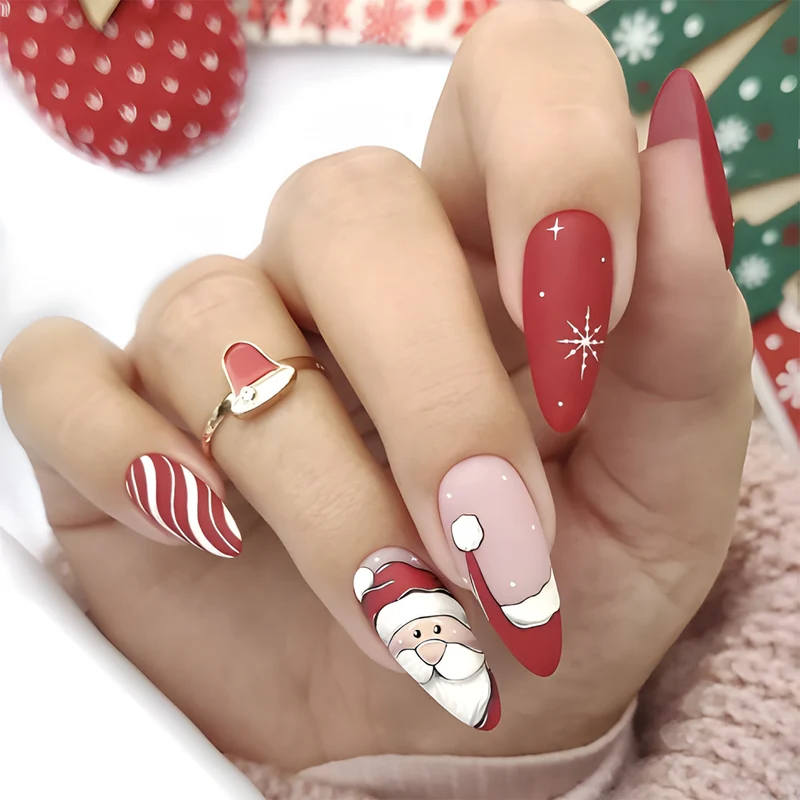 Kunstnagelset mit festlichem Weihnachtsmotiv Karnz