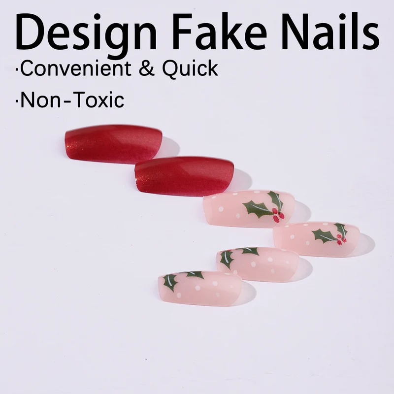 Kunstnagelset mit festlichem Weihnachtsdesign und verspielt festlicher Dekoration Karnz