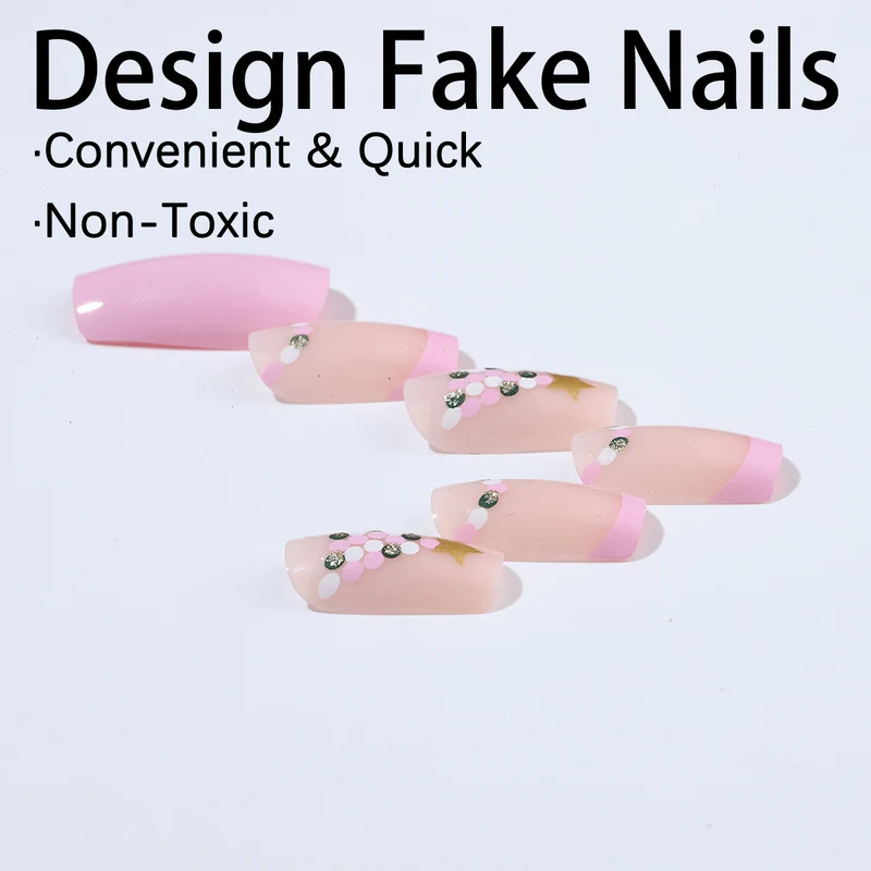 Kunstnagelset mit festlichem Weihnachtsbaum-Design und Glitzerverzierungen Karnz