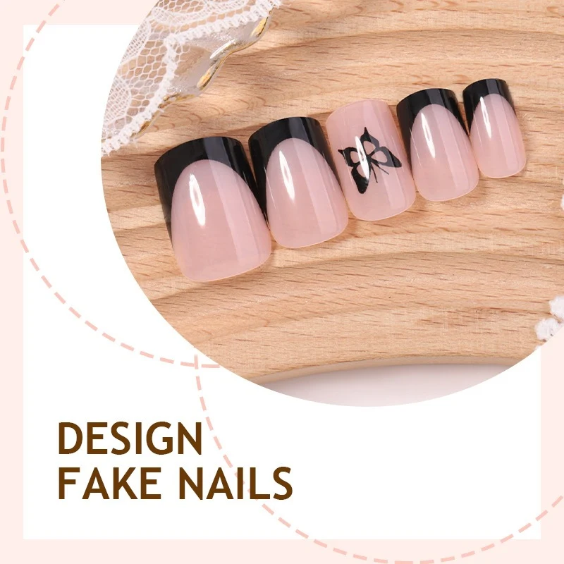 Kunstnagelset mit eleganten Schmetterlingsmotiven Karnz