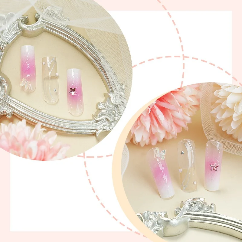 Kunstnagelset mit eleganten Ombre-Designs und Glitzerakzenten Karnz