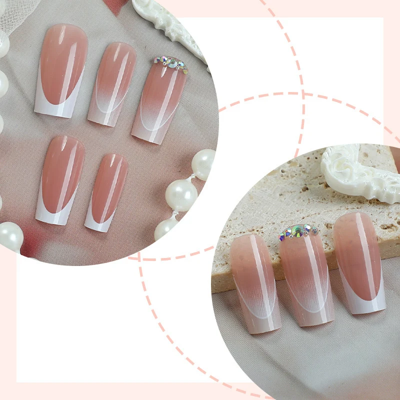 Kunstnagelset mit eleganten ombre Akzenten und verführerischen Glitzersteinen Karnz