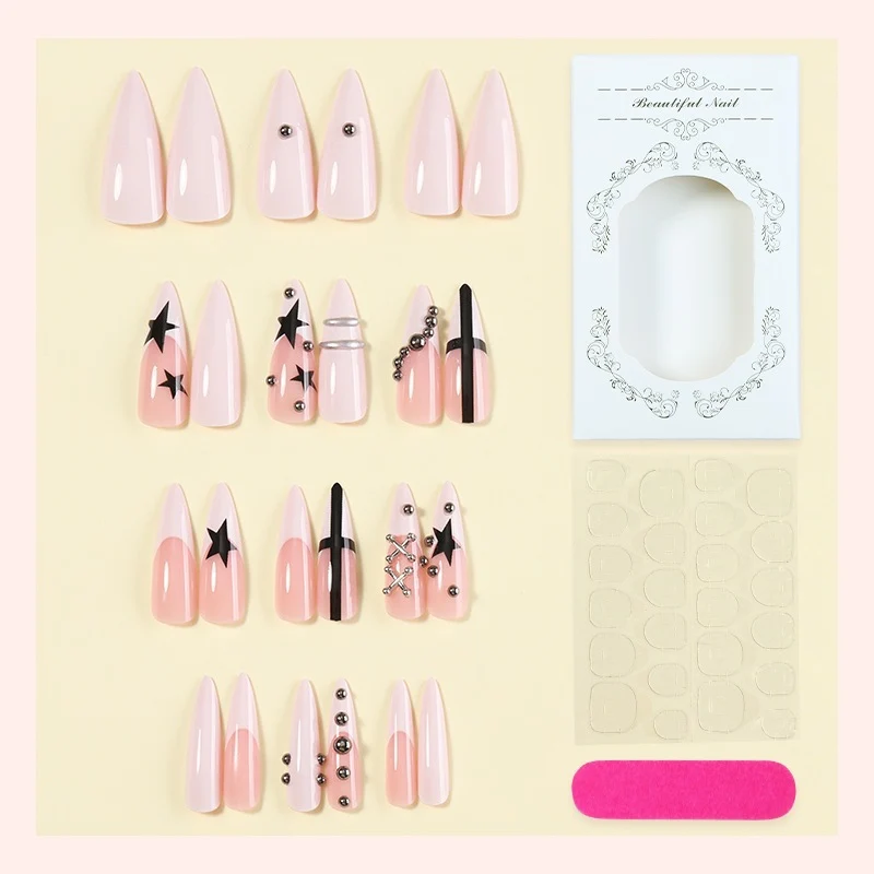 Kunstnagelset mit elegantem Sternen- und Glitzerdesign Karnz