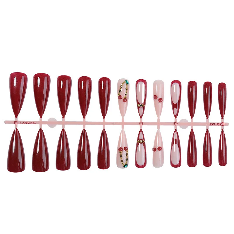 Kunstnagelset mit elegantem Rot- und Rosa-Design Karnz